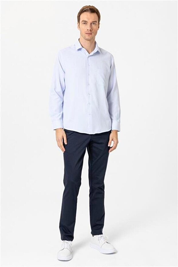 Köşeli Manşet Regular Armürlü Gömlek - 5