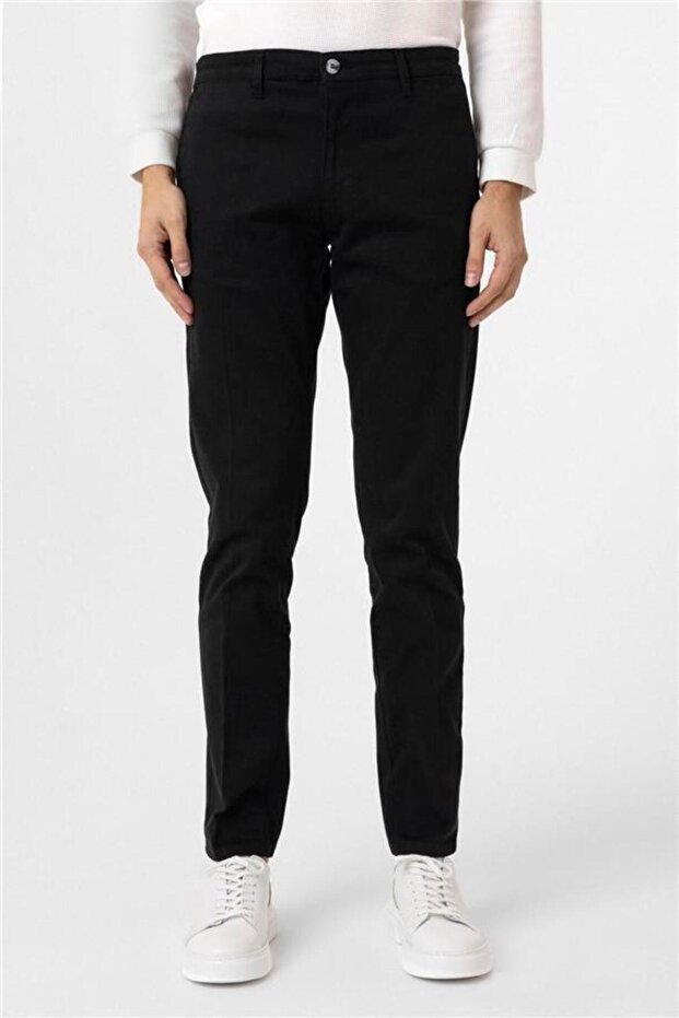 Siyah Regular Armürlü Pantolon - 2