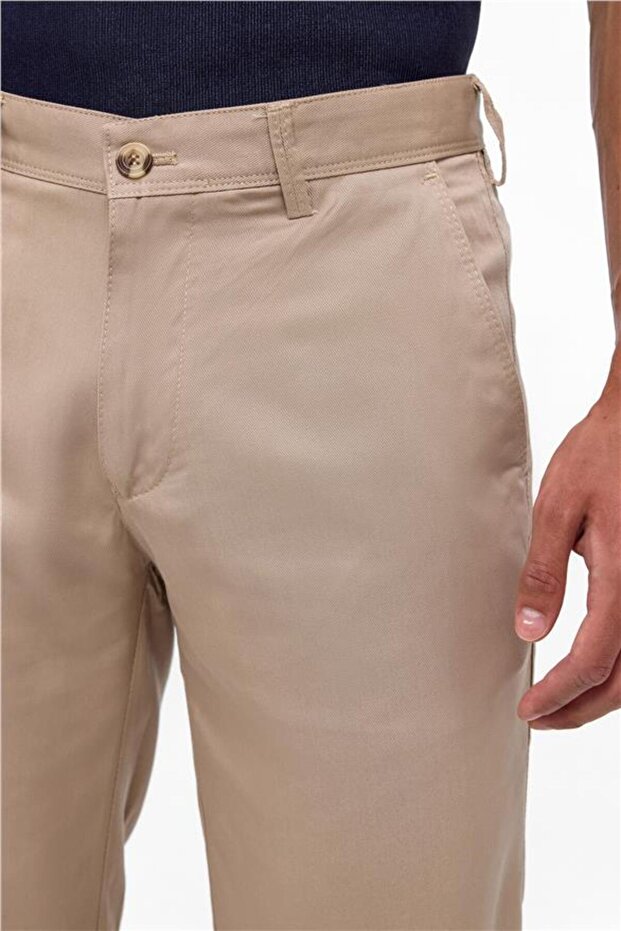 Bej Regular Düz Bermuda Şort - 4