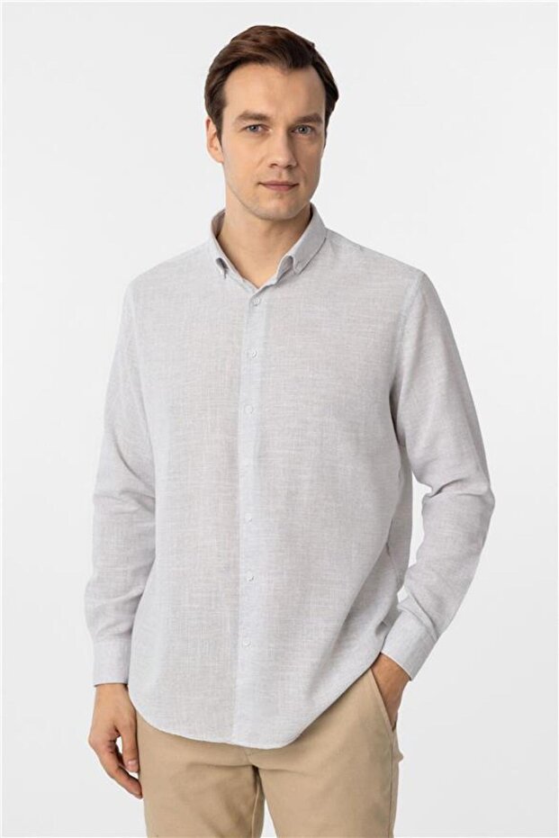 Köşeli Manşet Regular Desenli Gömlek - 2