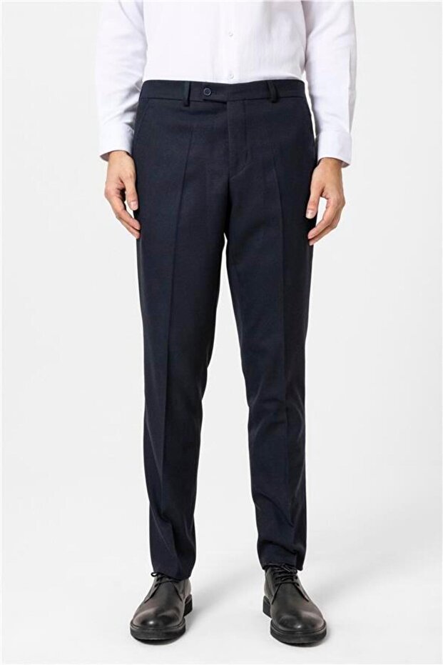 Lacivert Regular Düz Pantolon - 2