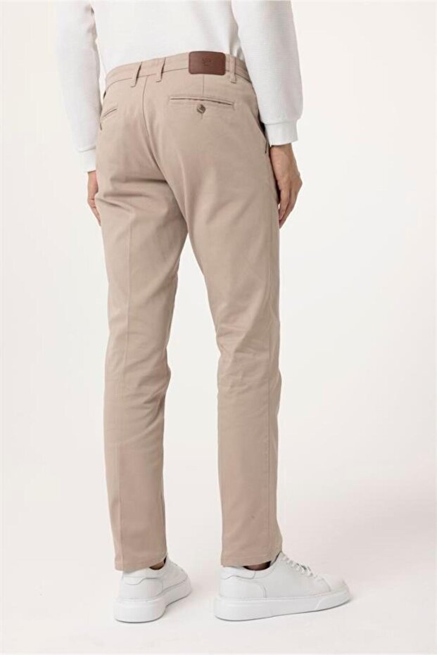 Bej Regular Armürlü Pantolon - 4