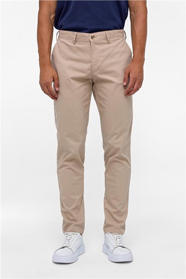 Bej Regular Armürlü Pantolon - 2