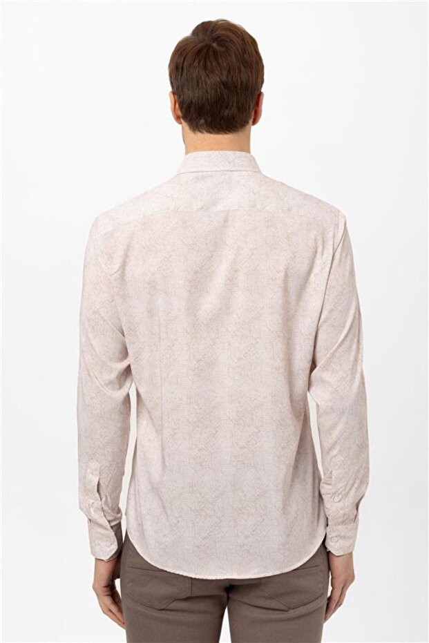 Manşetli Slim Armürlü Gömlek - 6