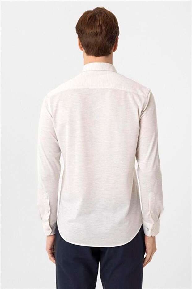 Manşetli Slim Armürlü Gömlek - 6