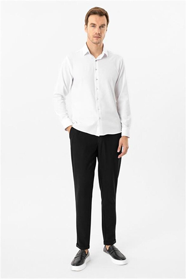 Angular Cuff Slim Plain Shirt - 3