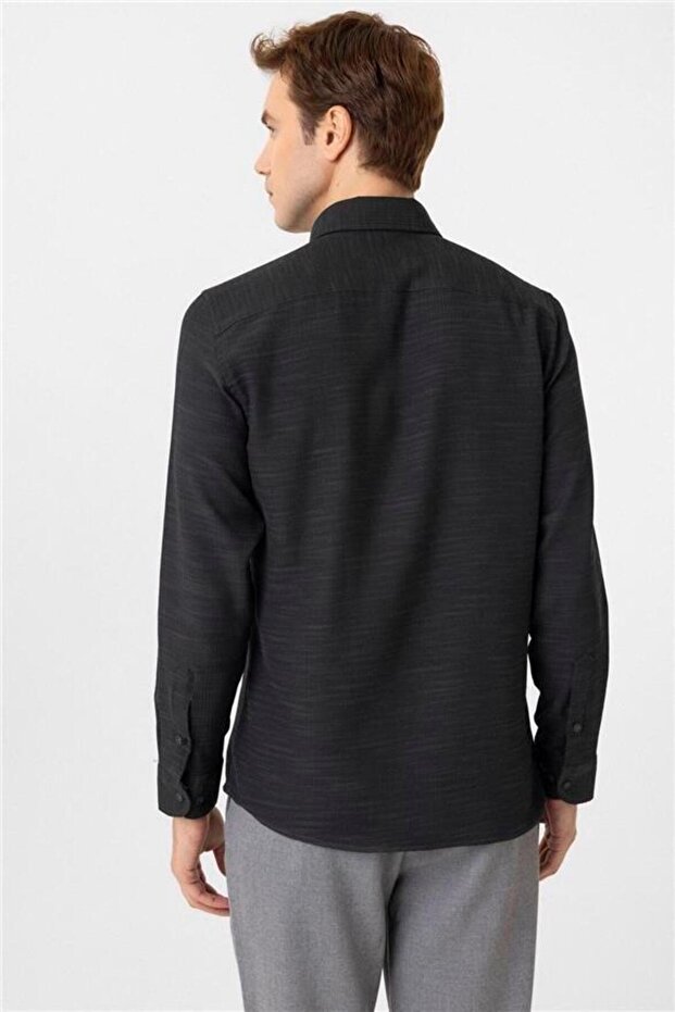 Köşeli Manşet Slimfit Desenli Gömlek - 6