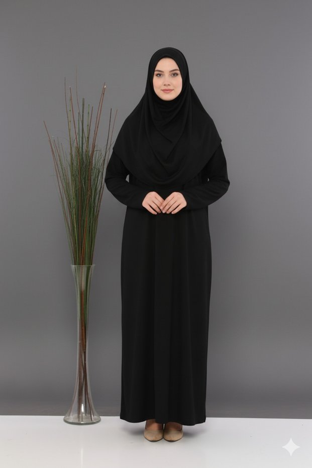 Women's One-Piece Floor-Length Prayer Dress Black