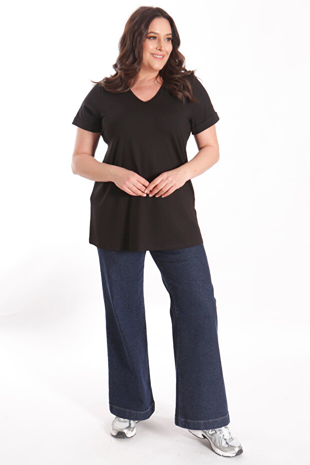 V Yakalı Basıc Siyah Bluz - 4