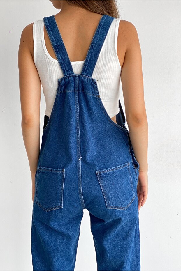 Kadın Denim Bahçıvan Tulum Mavi - 6