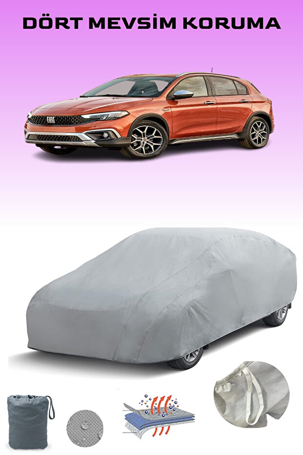 Fiat Egea Cross Tarpaulin قماش مشمع تلقائي عالي الجودة متوافق مع خيمة السيارة Hatchback