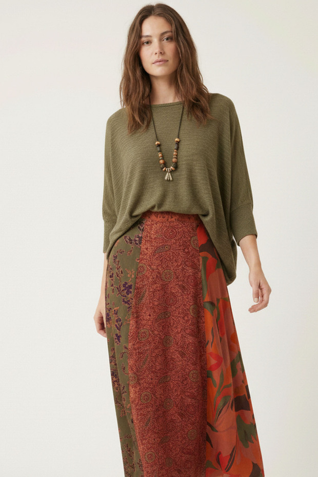 Uzun Patchwork Etek - 3