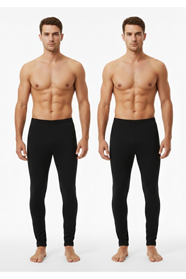 2 Pieces, Men's (Unisex) Thermal Bottom, Black Color / Thermal Underwear, Thermal Leggings