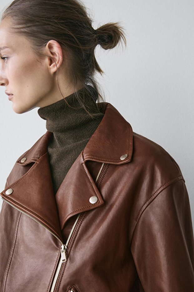 Napa deri biker ceket - 4