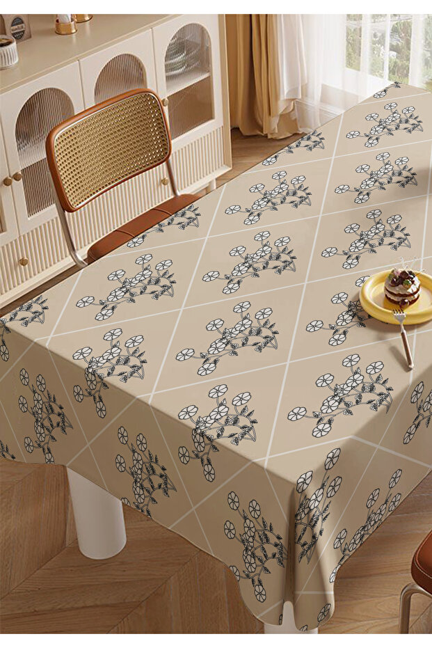 Baklava Patterned Daisy Kitchen Dining Tablecloth Living Room Tablecloth