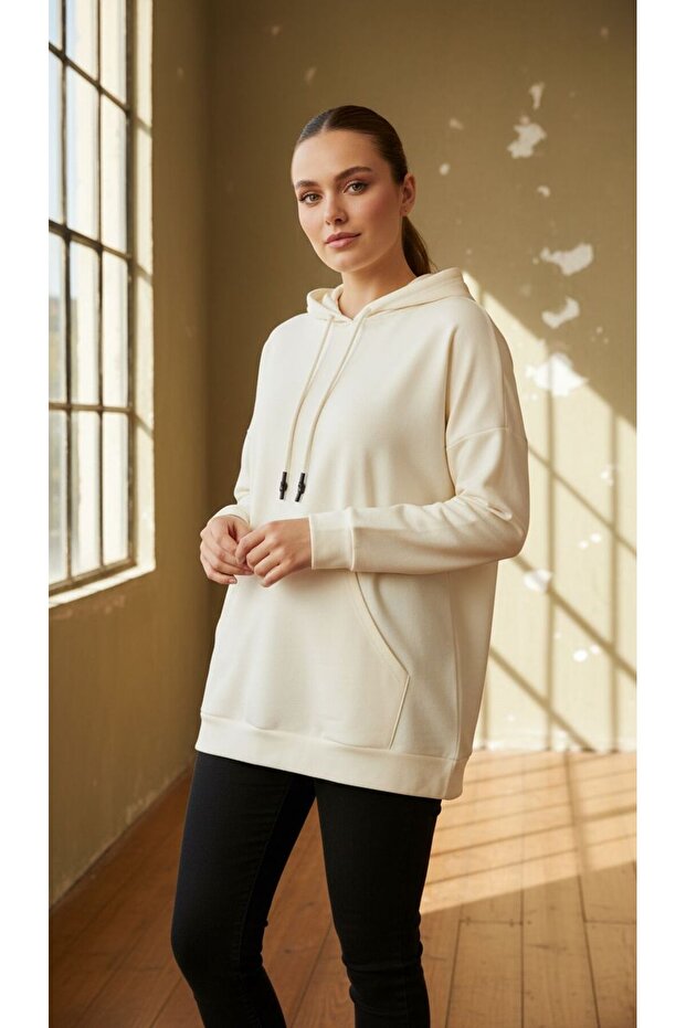 Kemik Kapüşonlu Sweatshırt - 1