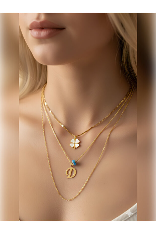 Women's Gold Harmony Combination Triple D Letter Necklace