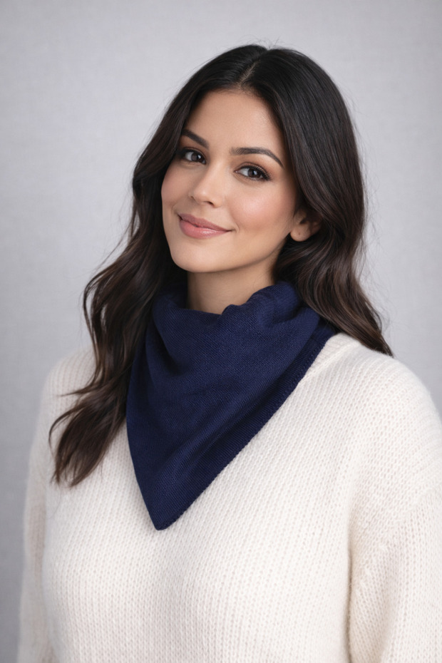 Tek Renk Triko Fular - 2