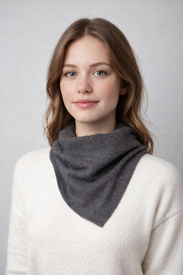 Tek Renk Triko Fular - 2