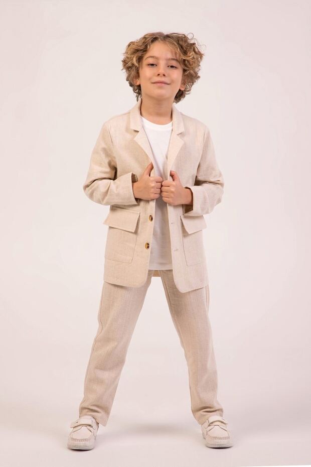 Çaren Kids- 100% Cotton Men's Suit - Jacket- Pants & T-Shirt