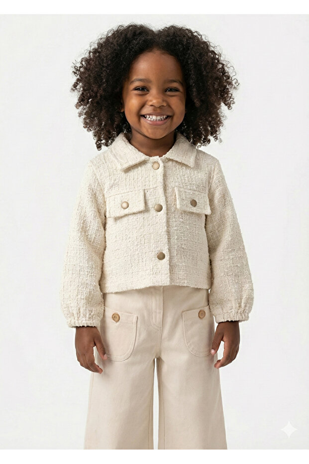 Girl's Flared Trousers & Jacket 2-Piece Set (2-3-4-5 Years) - Cotton