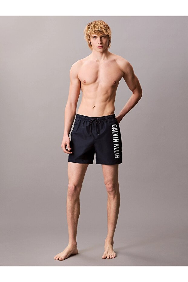 Drawstring Logolu Deniz Şortu - 1