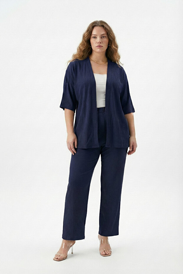 Double Suit Kimono with Wrinkle Fabric Pants