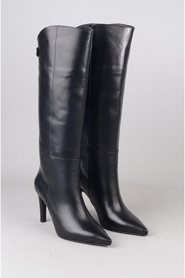 Seç 5550 Genuine Leather Heel-Style Women's Boots (Heel Height: 9 cm) Black