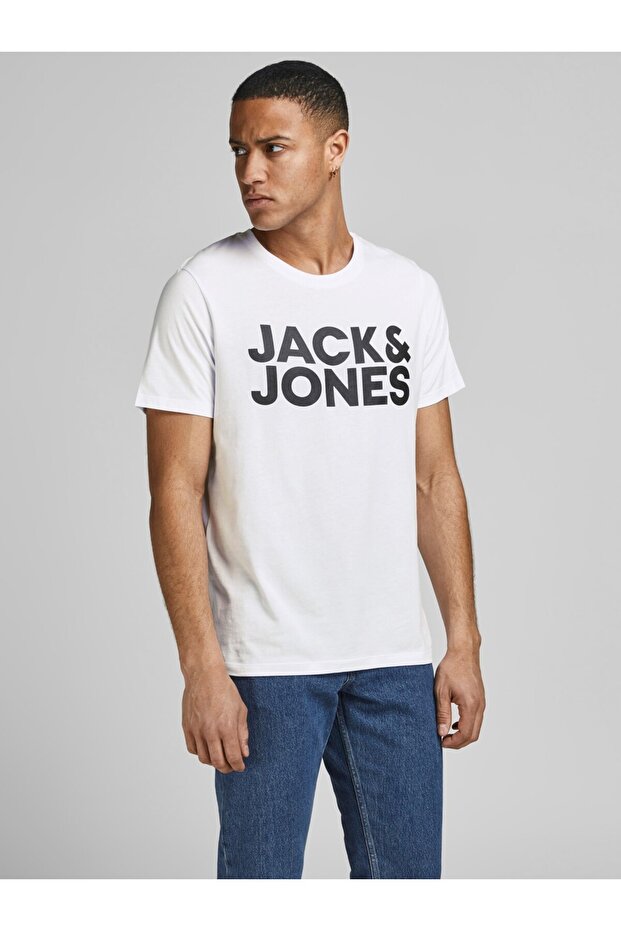 Jack jones men's crew neck t-shirt with text 12151955