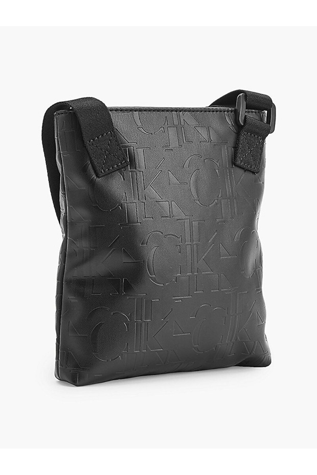 Erkek Kabartmalı Düz Crossbody Çanta - 2