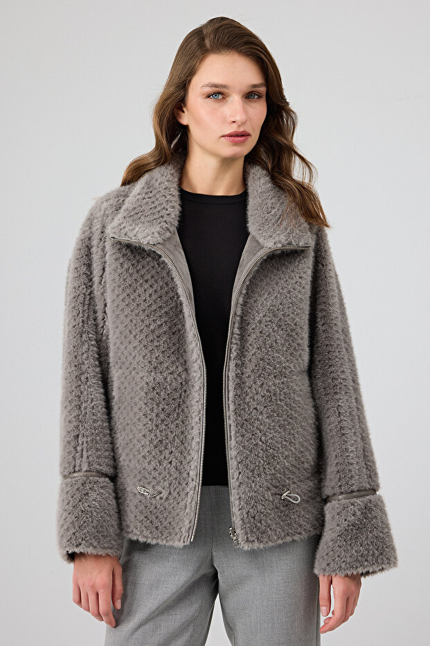 Luzern Women's Gray Double-Sided Teddy Coat 25Wgp5318Ff