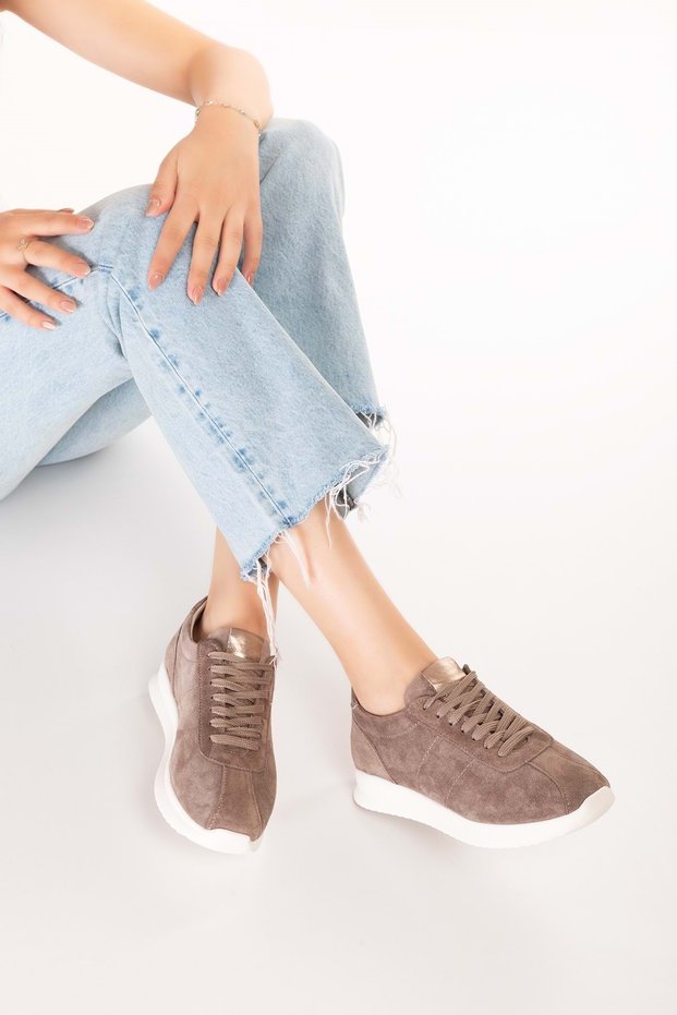 Genuine Leather Inside and Out Anatomical Sole Lightweight Sports Shoes Kla.1616 Mink Suede