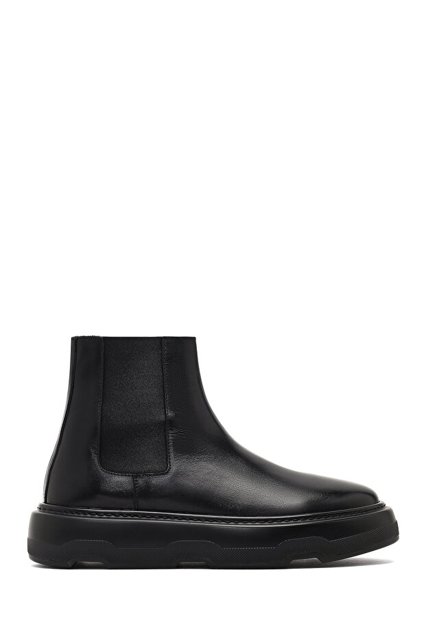 Men's Black Thick Soled Leather Chelsea Boots 25Wfd631818