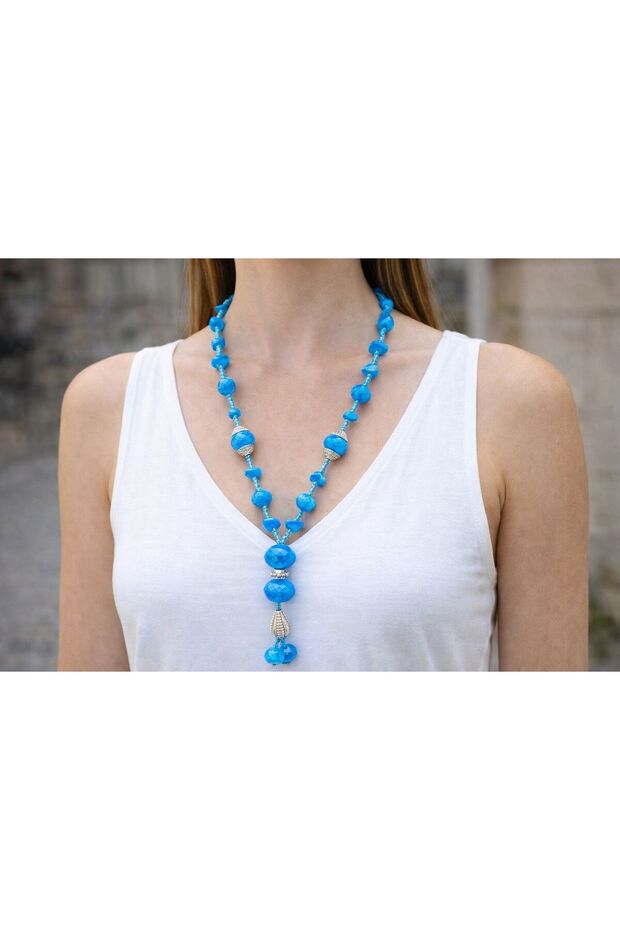 Turquoise Stone Women's Necklace Length 29 cm