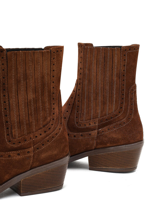 Kadın Taba Süet Deri Kovboy Bot 25WFD200510 - 8