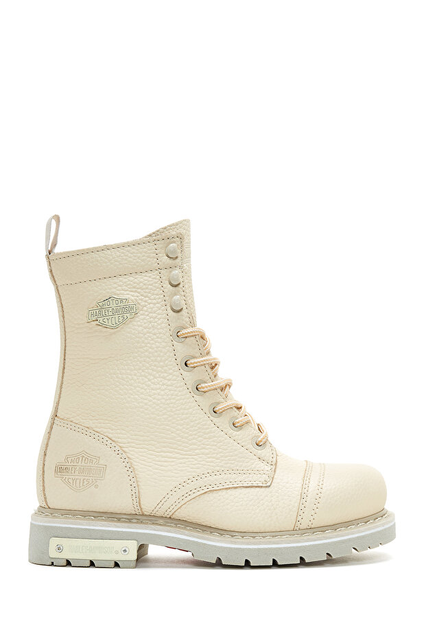 Women's Beige Colmar Zippered Leather Boots 025g100328