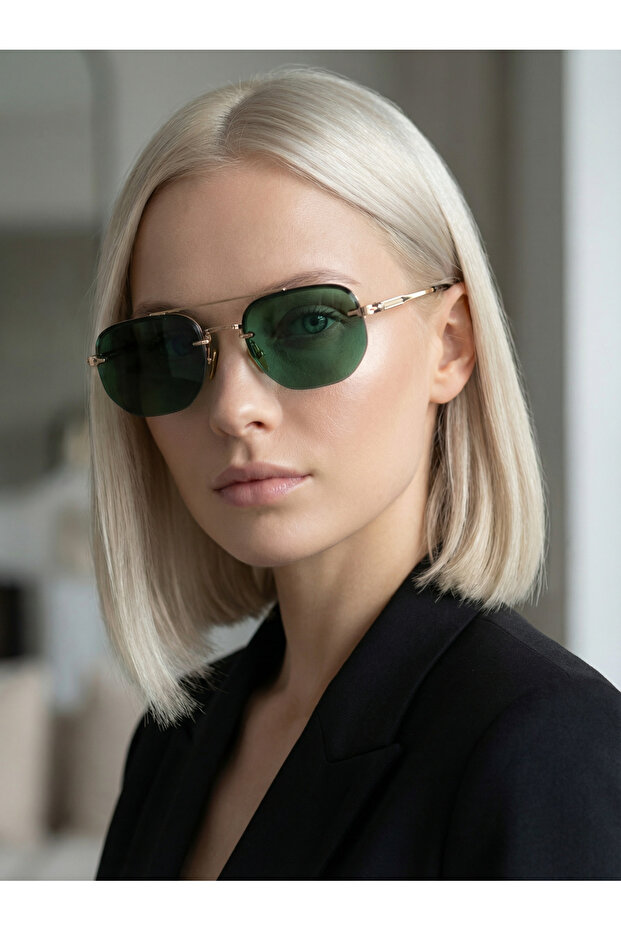 نظارات شمسية بنمط سيقان خضراء مربعة - 1