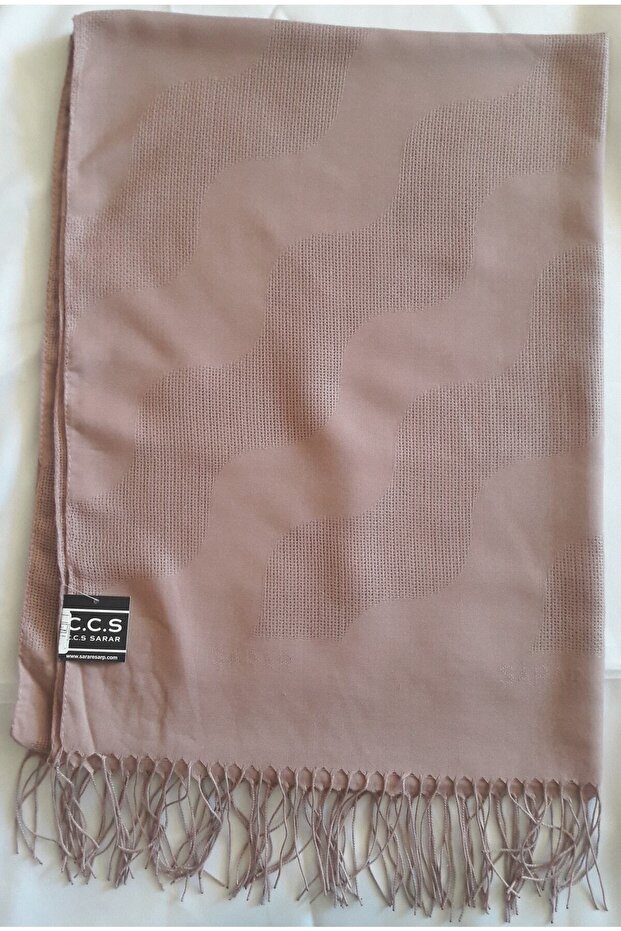 Mesh Plain Wave Patterned Powder Shawl - 6