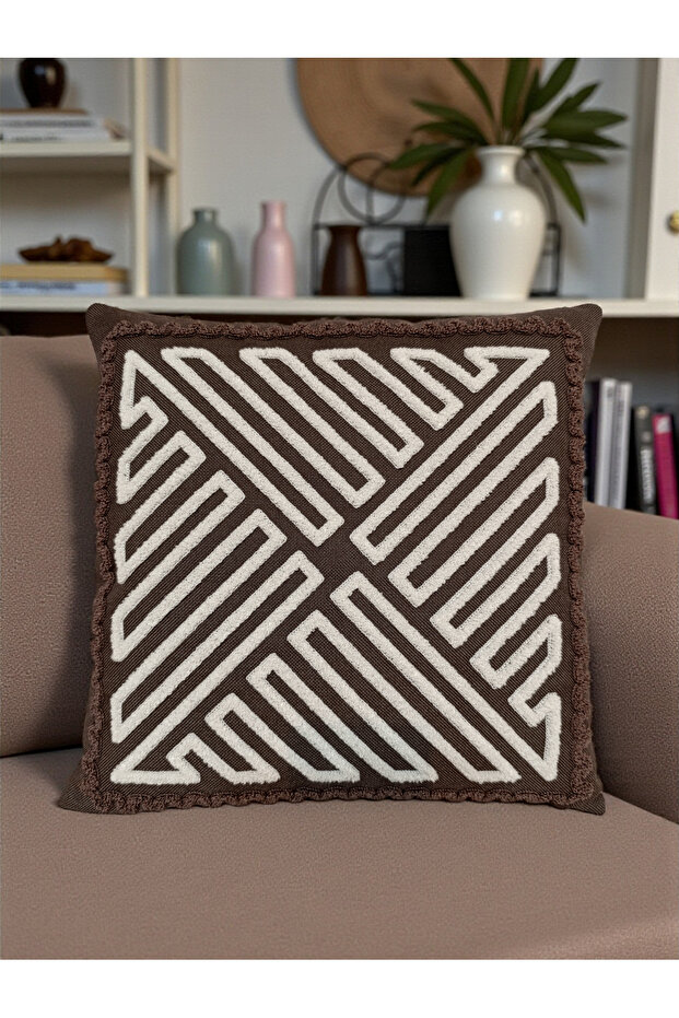 Punch Embroidered Throw Pillow Cover | Bohemian Style Throw Pillow Cover | 43X43Cm