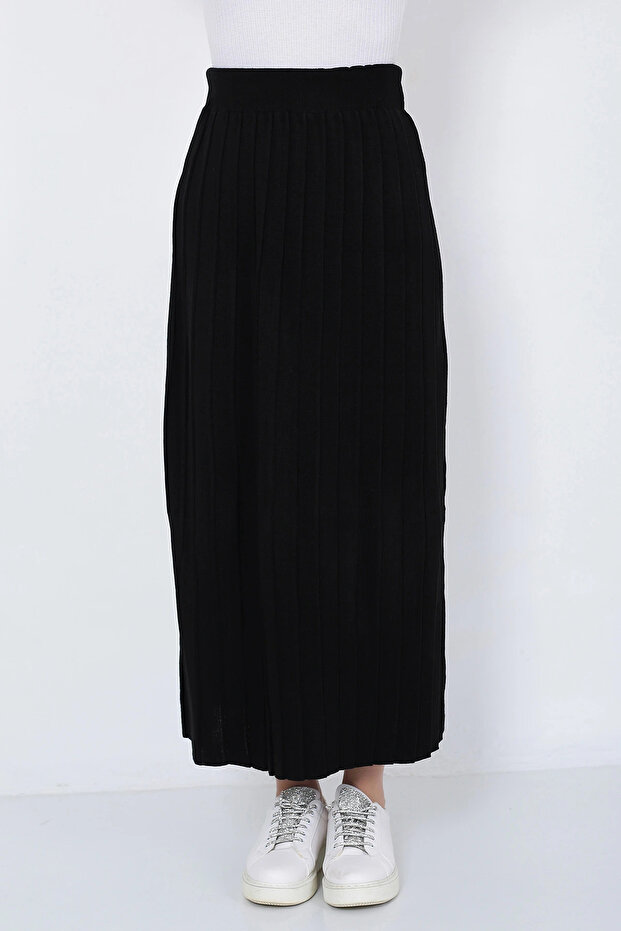 Kadın Triko Etek Oversize Siyah - 8