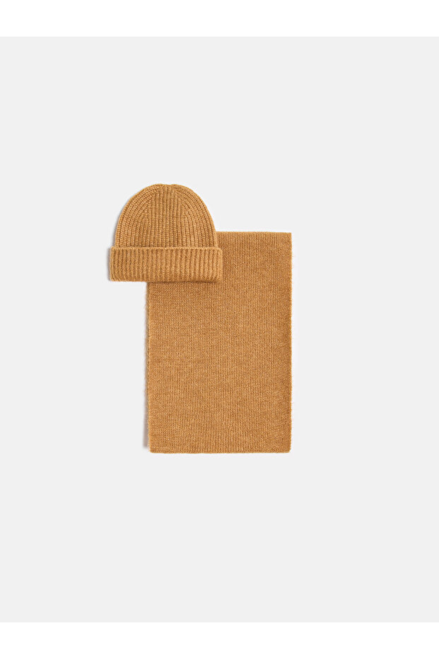A003 Set eșarfă și beretă - caramel - 3