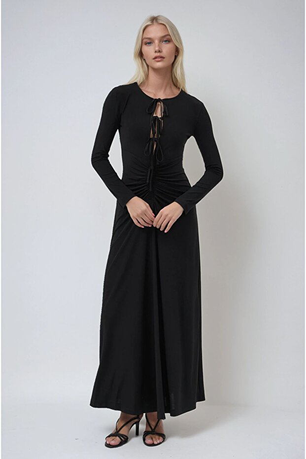 Rochie Gladys lungă, neagră, Sandy 2810 - 1