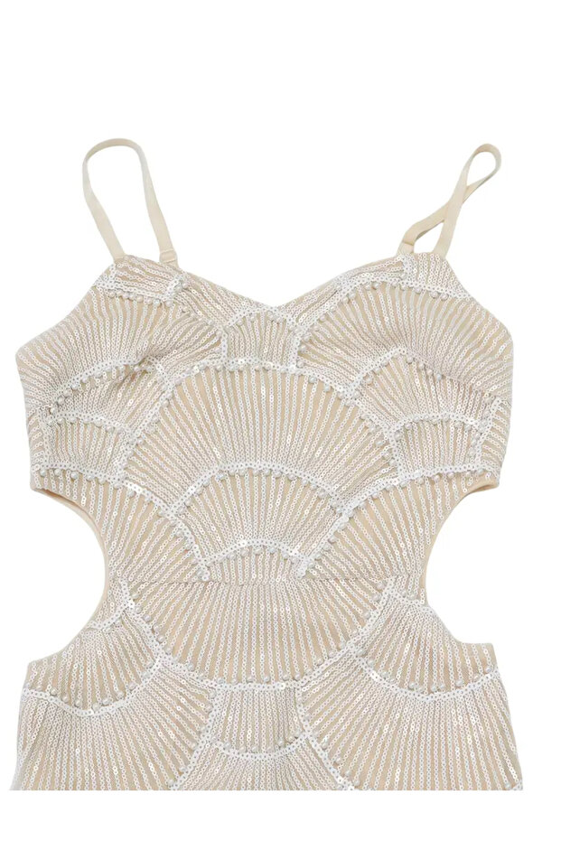 İncili Midi Elbise - 7