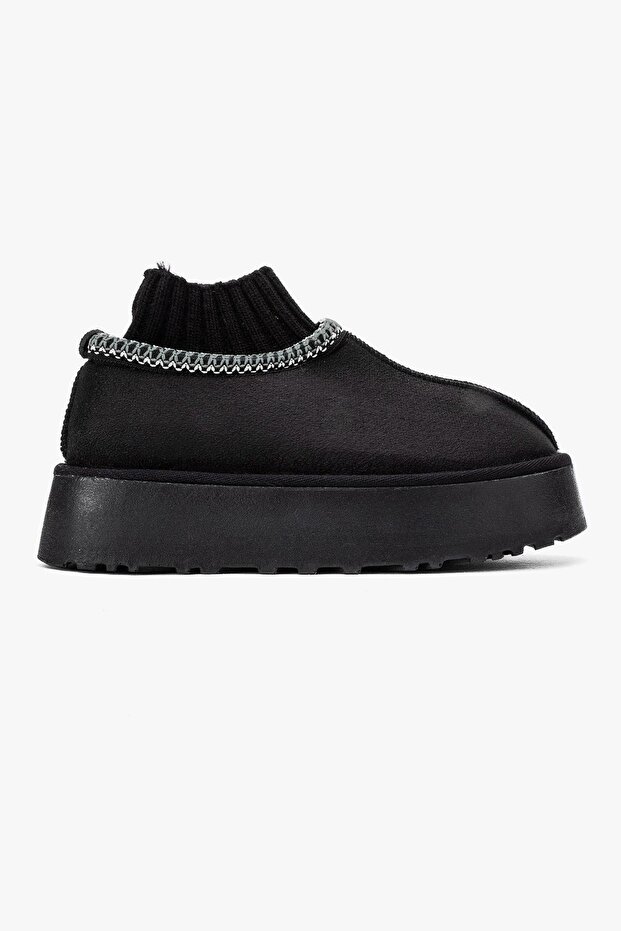 Kalın Tabanlı Mini Çoraplı Bot SİYAH - 3