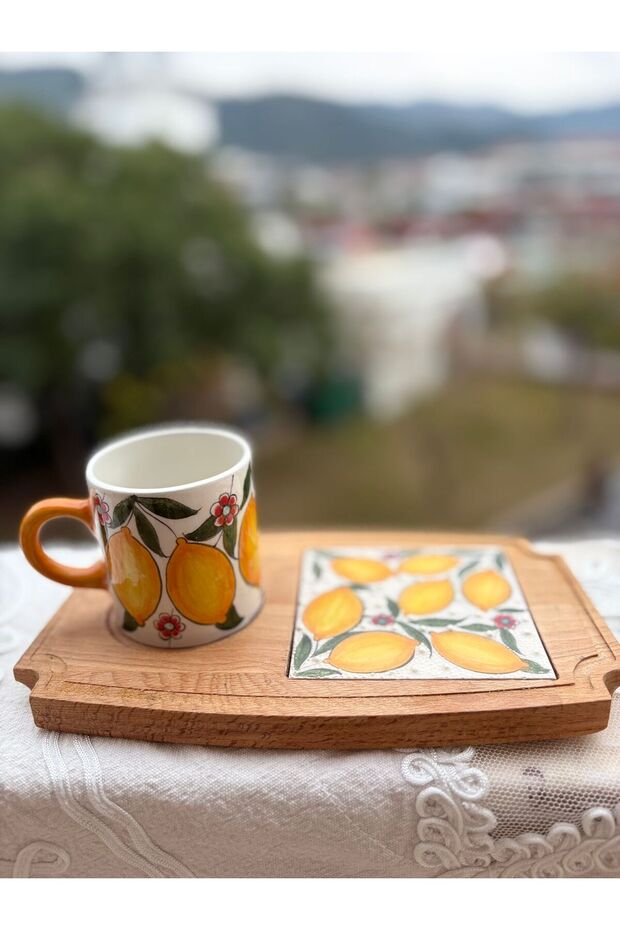 كوب تقديم خشبي مصنوع يدويًا بنمط الليمون - 5
