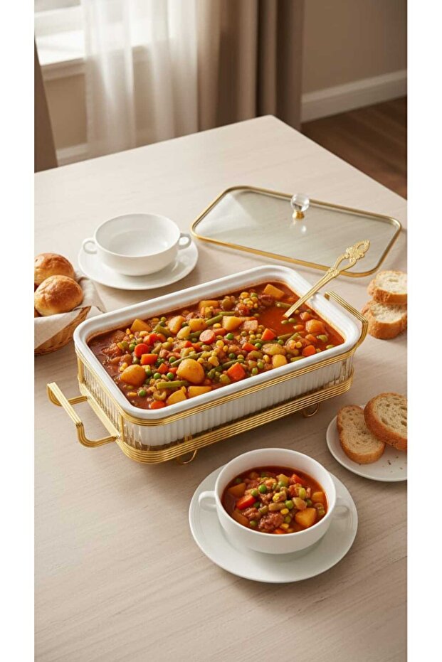 Buffet warmer, rectangular serving dish, 15 cm, with a unique and elegant design. - 5