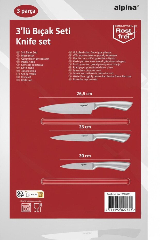 Paslanmaz Çelik 3lü Bıçak Seti - 2