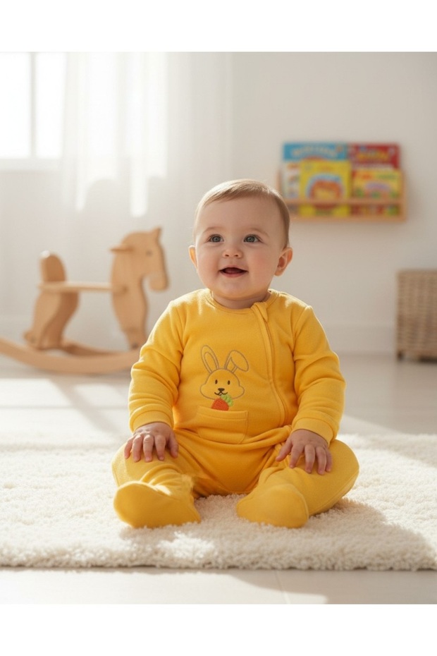 Babydoıla Velvet Zippered Footed Jumpsuit