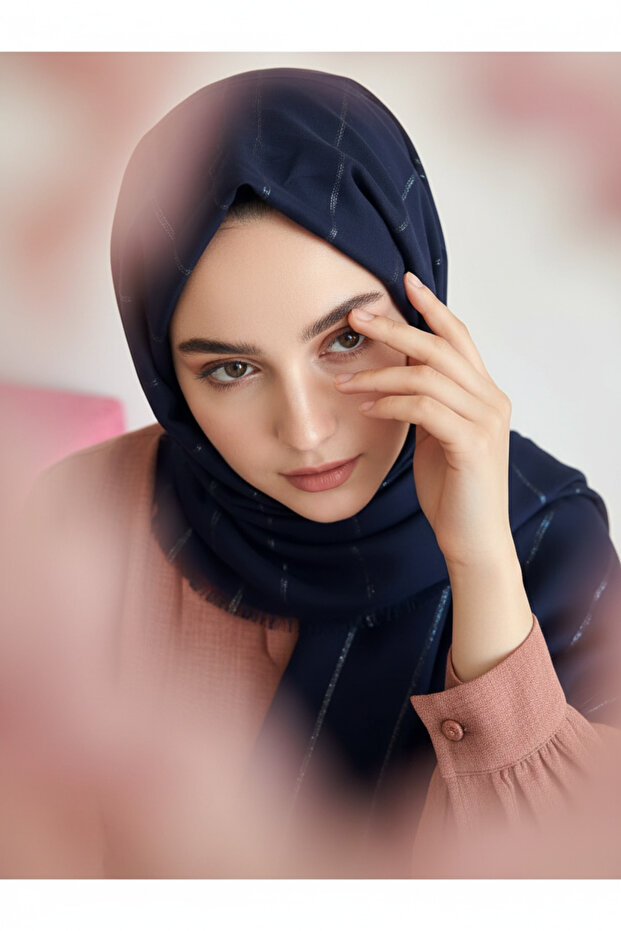 Moda Kaşmir Çizgi Simli Şal - 5