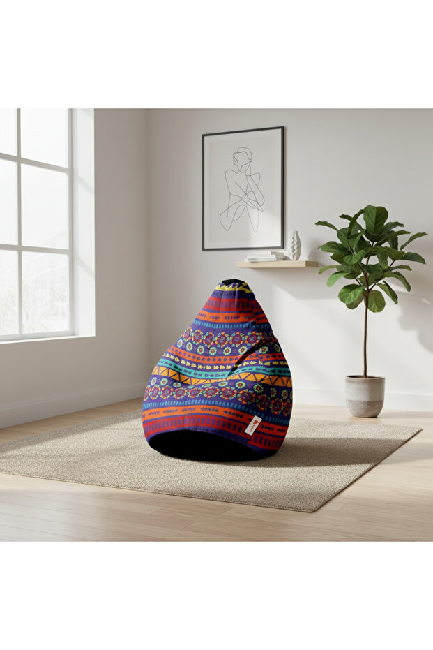 Geometric patterned bean bag - a cheerful decorative touch - 2